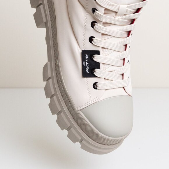 Palladium Revolt Boot Overcush Chunky Platform Combat Quilted Almond Milk Cream - Picture 7 of 13
